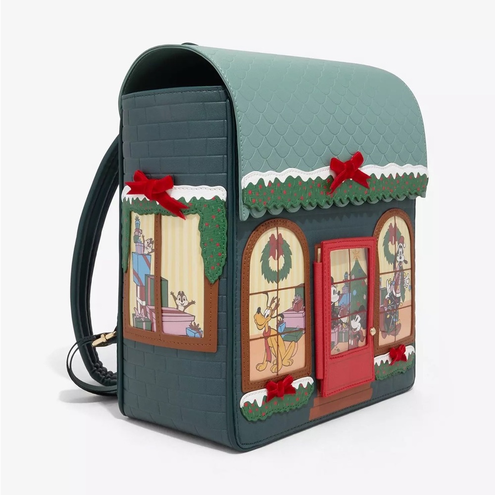 Loungefly BoxLunch Disney Mickey & Friends Holiday House Figural Mini Backpack - Picture 2 of 8